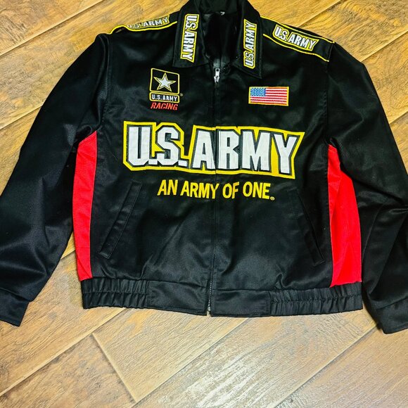 Vintage Nascar US Army Racing Jacket American Flag Go Army Size SMALL